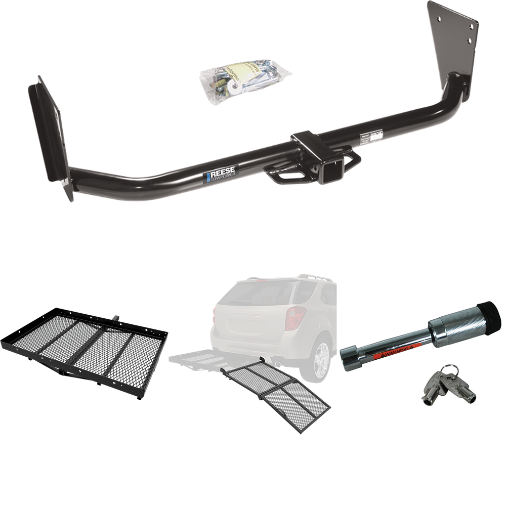 Fits 2004-2006 Dodge Durango Trailer Hitch Tow PKG w/ Cargo Carrier + Bi-Fold Ramp + Hitch Lock By Reese Towpower