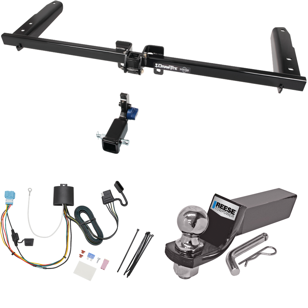 Fits 2018-2023 Honda Odyssey Trailer Hitch Tow PKG w/ 4-Flat Wiring + Starter Kit Ball Mount w/ 2" Drop & 2" Ball (For With Fuse Provisions Models) By Draw-Tite