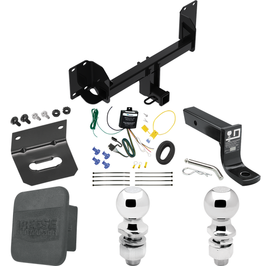 Fits 2019-2023 BMW X5 Trailer Hitch Tow PKG w/ 4-Flat Wiring + Ball Mount w/ 4" Drop + 2" Ball + 2-5/16" Ball + Wiring Bracket + Hitch Cover (Excludes: M Sport Package Models) By Reese Towpower