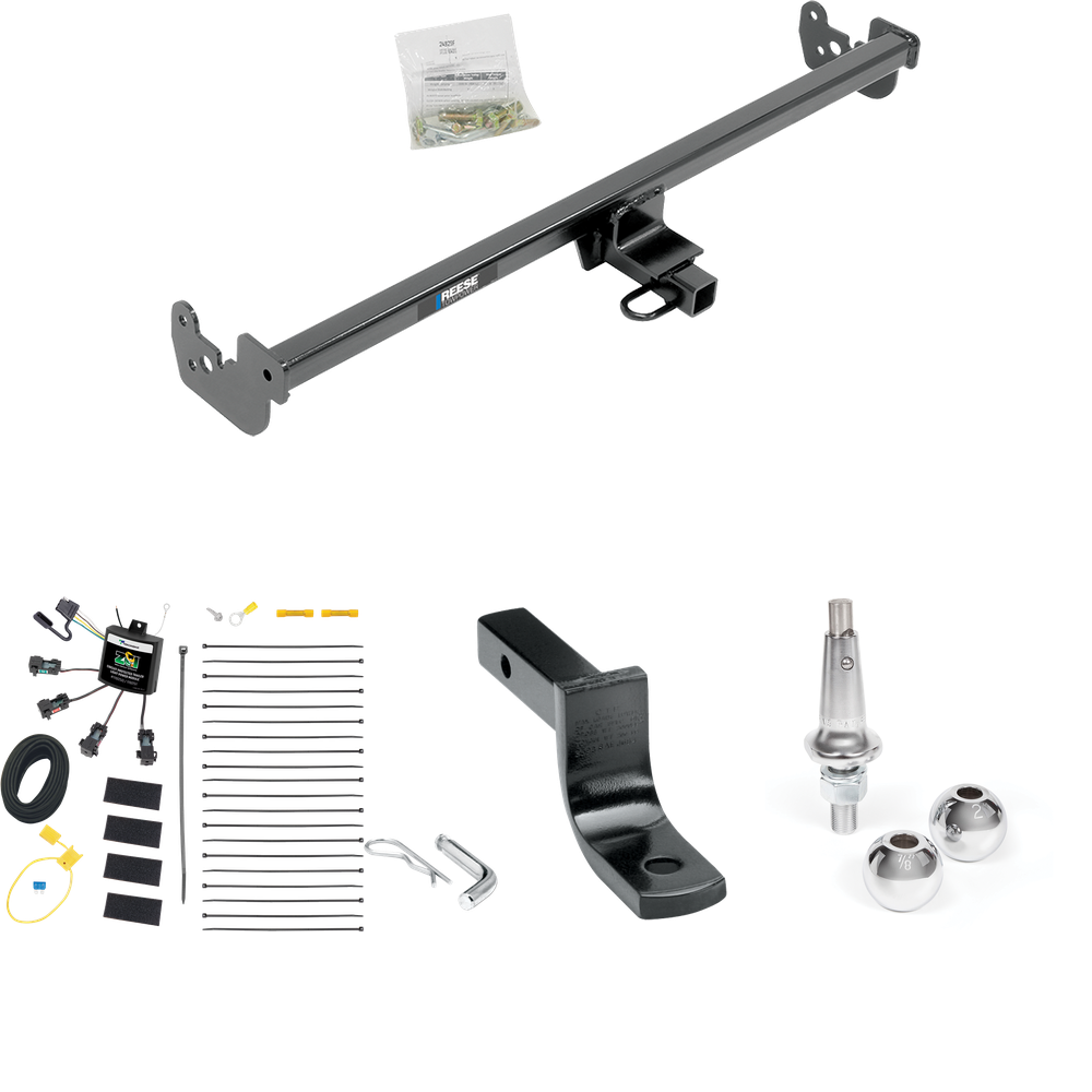 Fits 2015-2019 Toyota Yaris Trailer Hitch Tow PKG w/ 4-Flat Zero Contact "No Splice" Wiring Harness + Draw-Bar + Interchangeable 1-7/8" & 2" Balls (Excludes: SE Models) By Reese Towpower