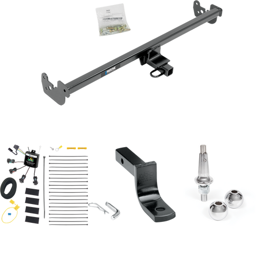 Fits 2015-2019 Toyota Yaris Trailer Hitch Tow PKG w/ 4-Flat Zero Contact "No Splice" Wiring Harness + Draw-Bar + Interchangeable 1-7/8" & 2" Balls (Excludes: SE Models) By Reese Towpower