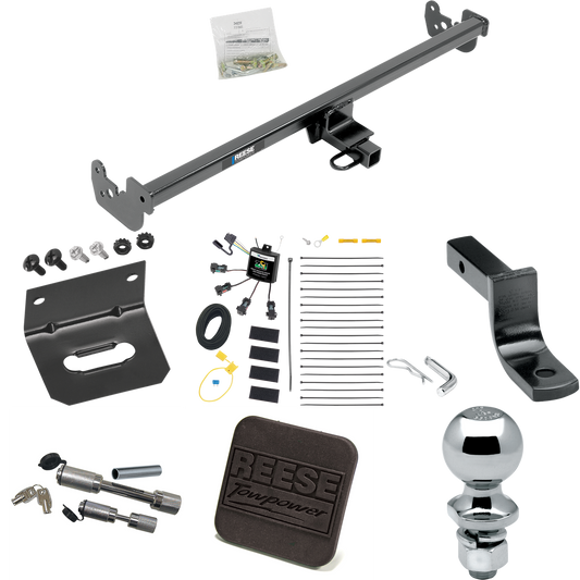 Fits 2015-2019 Toyota Yaris Trailer Hitch Tow PKG w/ 4-Flat Zero Contact "No Splice" Wiring Harness + Draw-Bar + 2" Ball + Wiring Bracket + Hitch Cover + Dual Hitch & Coupler Locks (Excludes: SE Models) By Reese Towpower