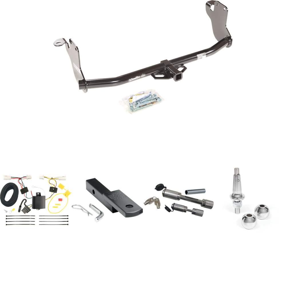 Fits 2011-2019 Mitsubishi Outlander Sport Trailer Hitch Tow PKG w/ 4-Flat Wiring Harness + Draw-Bar + Interchangeable 1-7/8" & 2" Balls + Dual Hitch & Coupler Locks By Draw-Tite