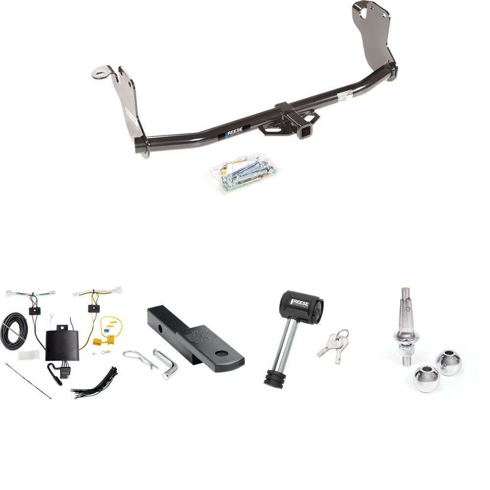 Se adapta al paquete de enganche de remolque Mitsubishi Outlander Sport 2020-2021 con arnés de cableado de 4 planos + barra de tracción + bolas intercambiables de 1-7/8" y 2" + bloqueo de enganche de Reese Towpower