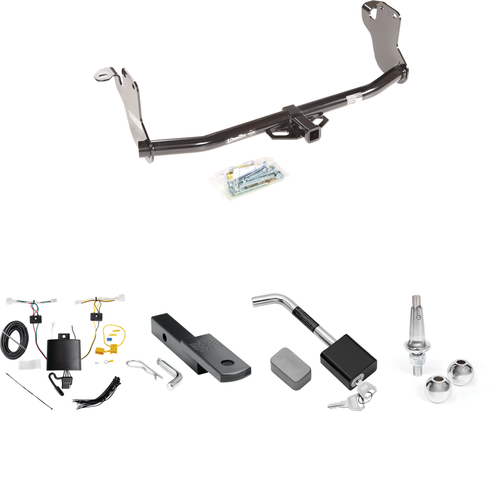 Fits 2020-2021 Mitsubishi Outlander Sport Trailer Hitch Tow PKG w/ 4-Flat Wiring Harness + Draw-Bar + Interchangeable 1-7/8" & 2" Balls + Hitch Lock By Draw-Tite