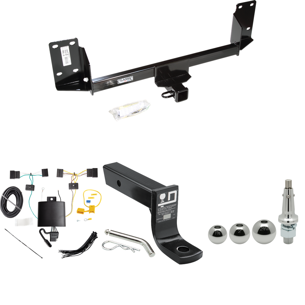 Fits 2015-2018 BMW X5 Trailer Hitch Tow PKG w/ 4-Flat Wiring + Ball Mount w/ 4" Drop + Interchangeable Ball 1-7/8" & 2" & 2-5/16" (Excludes: M Sport Package Models) By Draw-Tite