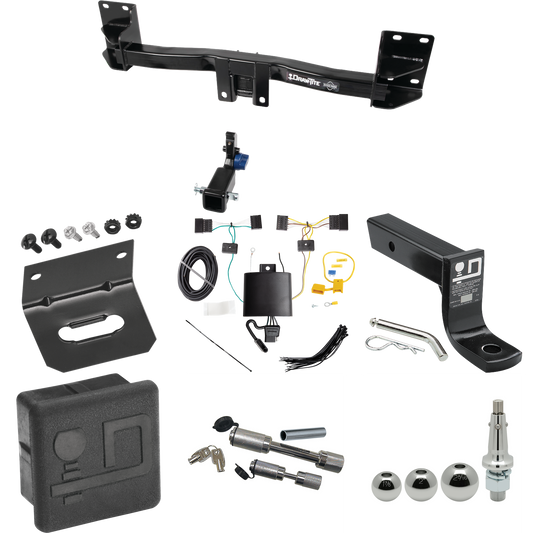 Fits 2015-2018 BMW X5 Trailer Hitch Tow PKG w/ 4-Flat Wiring + Ball Mount w/ 4" Drop + Interchangeable Ball 1-7/8" & 2" & 2-5/16" + Wiring Bracket + Dual Hitch & Coupler Locks + Hitch Cover (Excludes: M Sport Package Models) By Draw-Tite