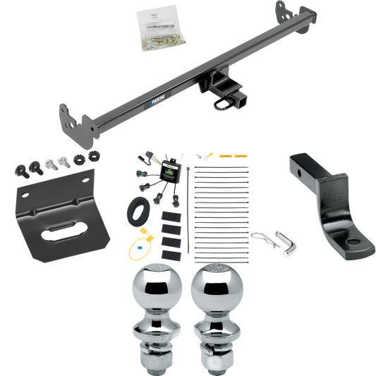 Fits 2015-2019 Toyota Yaris Trailer Hitch Tow PKG w/ 4-Flat Zero Contact "No Splice" Wiring Harness + Draw-Bar + 1-7/8" + 2" Ball + Wiring Bracket (Excludes: SE Models) By Reese Towpower