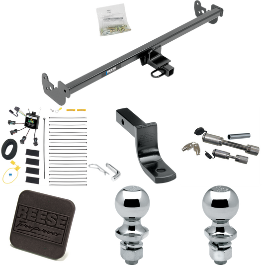 Fits 2015-2019 Toyota Yaris Trailer Hitch Tow PKG w/ 4-Flat Zero Contact "No Splice" Wiring Harness + Draw-Bar + 1-7/8" + 2" Ball + Hitch Cover + Dual Hitch & Coupler Locks (Excludes: SE Models) By Reese Towpower