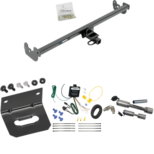 Fits 2015-2019 Toyota Yaris Trailer Hitch Tow PKG w/ 4-Flat Wiring Harness + Wiring Bracket + Dual Hitch & Coupler Locks (Excludes: SE Models) By Reese Towpower