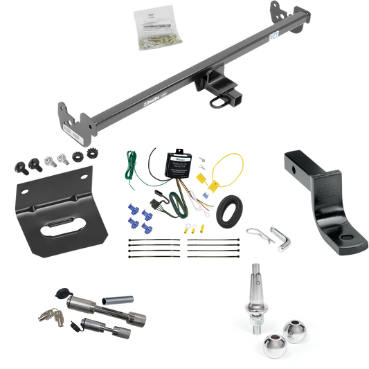 Fits 2020-2022 Toyota Yaris Trailer Hitch Tow PKG w/ 4-Flat Wiring Harness + Draw-Bar + Interchangeable 1-7/8" & 2" Balls + Wiring Bracket + Dual Hitch & Coupler Locks (For Sedan Models) By Draw-Tite