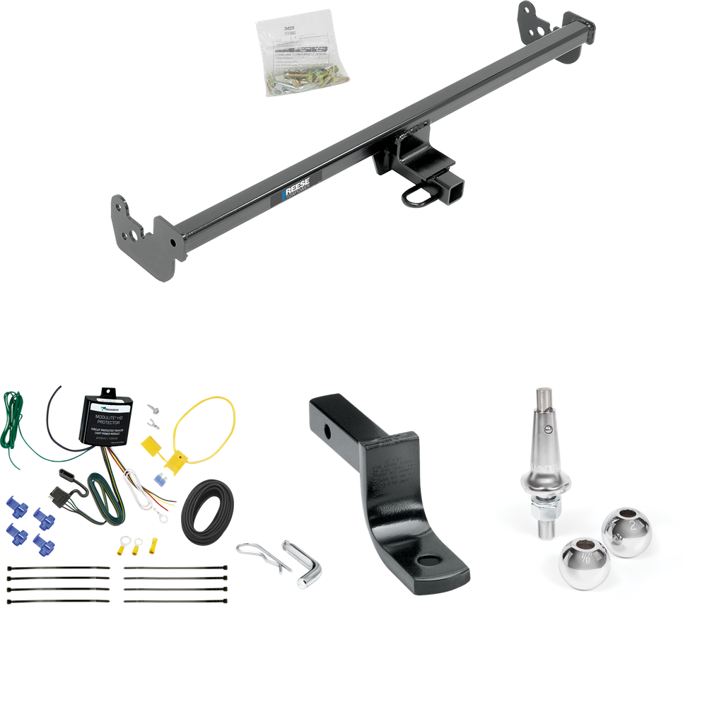 Fits 2015-2019 Toyota Yaris Trailer Hitch Tow PKG w/ 4-Flat Wiring Harness + Draw-Bar + Interchangeable 1-7/8" & 2" Balls (Excludes: SE Models) By Reese Towpower