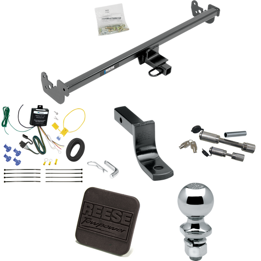 Fits 2015-2019 Toyota Yaris Trailer Hitch Tow PKG w/ 4-Flat Wiring Harness + Draw-Bar + 2" Ball + Hitch Cover + Dual Hitch & Coupler Locks (Excludes: SE Models) By Reese Towpower