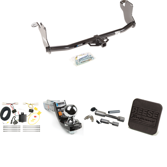 Fits 2011-2019 Mitsubishi Outlander Sport Trailer Hitch Tow PKG w/ 4-Flat Wiring Harness + Interlock Starter Kit w/ 2" Ball 2-1/2" Drop 2" Rise + Hitch Cover + Dual Hitch & Coupler Locks By Reese Towpower