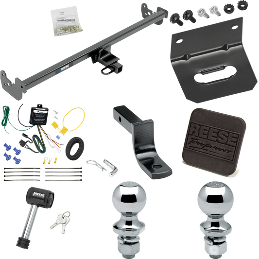 Fits 2020-2022 Toyota Yaris Trailer Hitch Tow PKG w/ 4-Flat Wiring Harness + Draw-Bar + 1-7/8" + 2" Ball + Wiring Bracket + Hitch Cover + Hitch Lock (For Sedan Models) By Reese Towpower