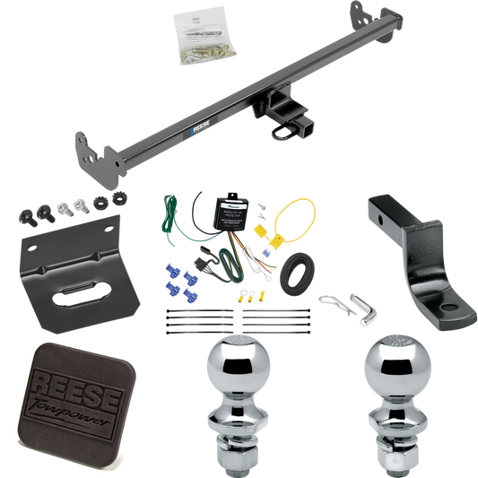 Fits 2020-2022 Toyota Yaris Trailer Hitch Tow PKG w/ 4-Flat Wiring Harness + Draw-Bar + 1-7/8" + 2" Ball + Wiring Bracket + Hitch Cover (For Sedan Models) By Reese Towpower