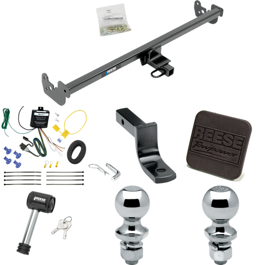 Fits 2015-2019 Toyota Yaris Trailer Hitch Tow PKG w/ 4-Flat Wiring Harness + Draw-Bar + 1-7/8" + 2" Ball + Hitch Cover + Hitch Lock (Excludes: SE Models) By Reese Towpower