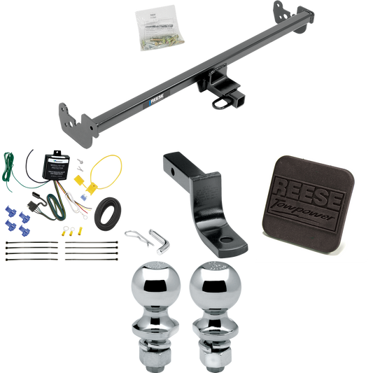 Fits 2015-2019 Toyota Yaris Trailer Hitch Tow PKG w/ 4-Flat Wiring Harness + Draw-Bar + 1-7/8" + 2" Ball + Hitch Cover (Excludes: SE Models) By Reese Towpower