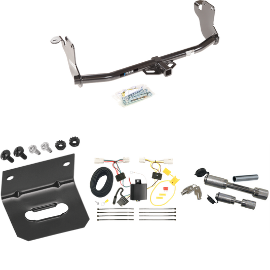 Se adapta al paquete de enganche de remolque Mitsubishi Outlander Sport 2011-2019 con arnés de cableado de 4 planos + soporte de cableado + enganche doble y cerraduras de acoplador de Reese Towpower