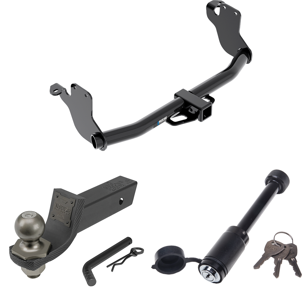 Fits 2011-2023 Mitsubishi RVR Trailer Hitch Tow PKG + Interlock Tactical Starter Kit w/ 2" Drop & 2" Ball + Tactical Dogbone Lock (For (Canada Only) Models) By Reese Towpower