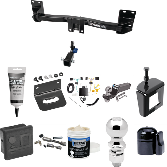 Fits 2015-2018 BMW X5 Trailer Hitch Tow PKG w/ 4-Flat Wiring + Starter Kit Ball Mount w/ 2" Drop & 2" Ball + 2-5/16" Ball + Wiring Bracket + Dual Hitch & Coupler Locks + Hitch Cover + Wiring Tester + Ball Lube +Electric Grease + Ball Wrench + Anti Ra