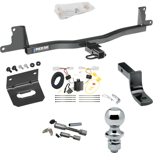 Fits 2007-2011 Toyota Yaris Trailer Hitch Tow PKG w/ 4-Flat Wiring Harness + Draw-Bar + 1-7/8" Ball + Wiring Bracket + Dual Hitch & Coupler Locks (For 4 Dr. Sedan Models) By Reese Towpower