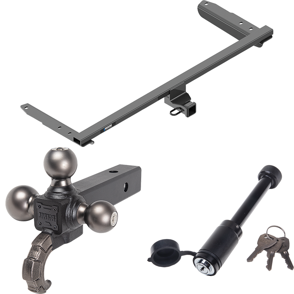 Fits 2018-2023 Honda Odyssey Trailer Hitch Tow PKG + Triple Ball Tactical Ball Mount 1-7/8" & 2" & 2-5/16" Balls w/ Tow Hook + Tactical Dogbone Lock (For With Fuse Provisions Models) By Reese Towpower