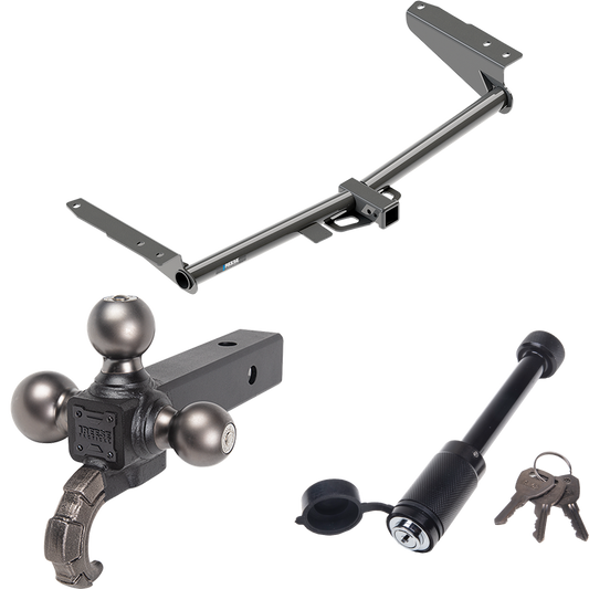 Fits 2018-2023 Honda Odyssey Trailer Hitch Tow PKG + Triple Ball Tactical Ball Mount 1-7/8" & 2" & 2-5/16" Balls w/ Tow Hook + Tactical Dogbone Lock (For With Fuse Provisions Models) By Reese Towpower