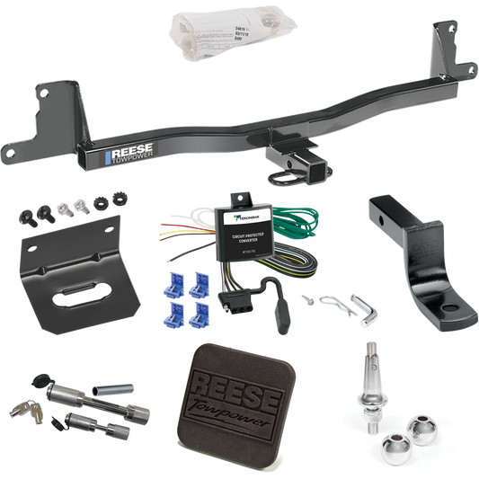 Fits 2009-2011 Toyota Yaris Trailer Hitch Tow PKG w/ 4-Flat Wiring Harness + Draw-Bar + Interchangeable 1-7/8" & 2" Balls + Wiring Bracket + Hitch Cover + Dual Hitch & Coupler Locks (For 5 Dr. Hatchback Models) By Reese Towpower