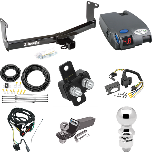 Fits 2006-2009 Mitsubishi Raider Trailer Hitch Tow PKG w/ Tekonsha Primus IQ Brake Control + 7-Way RV Wiring + 2" & 2-5/16" Ball & Drop Mount By Draw-Tite