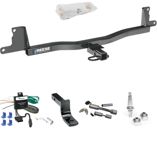 Fits 2007-2011 Toyota Yaris Trailer Hitch Tow PKG w/ 4-Flat Wiring Harness + Draw-Bar + Interchangeable 1-7/8" & 2" Balls + Dual Hitch & Coupler Locks (For 3 Dr. Liftback Models) By Reese Towpower