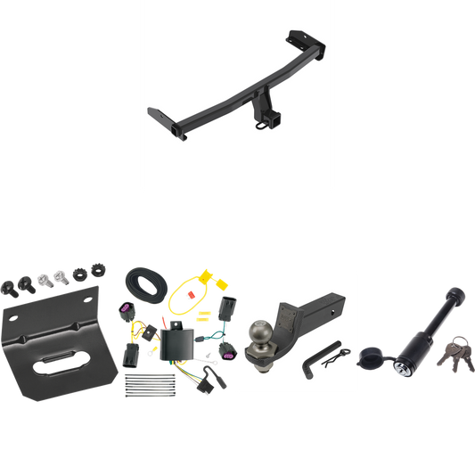 Fits 2012-2020 Dodge Journey Trailer Hitch Tow PKG w/ 4-Flat Wiring + Interlock Tactical Starter Kit w/ 2" Drop & 2" Ball + Tactical Dogbone Lock + Wiring Bracket (Excludes: w/LED Taillights Models) By Reese Towpower