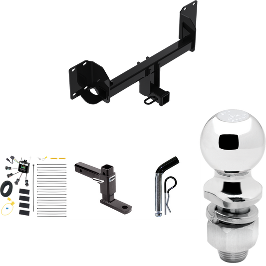 Fits 2019-2023 BMW X5 Trailer Hitch Tow PKG w/ 4-Flat Zero Contact "No Splice" Wiring + Adjustable Drop Rise Ball Mount + Pin/Clip + 2" Ball (Excludes: M Sport Package Models) By Reese Towpower