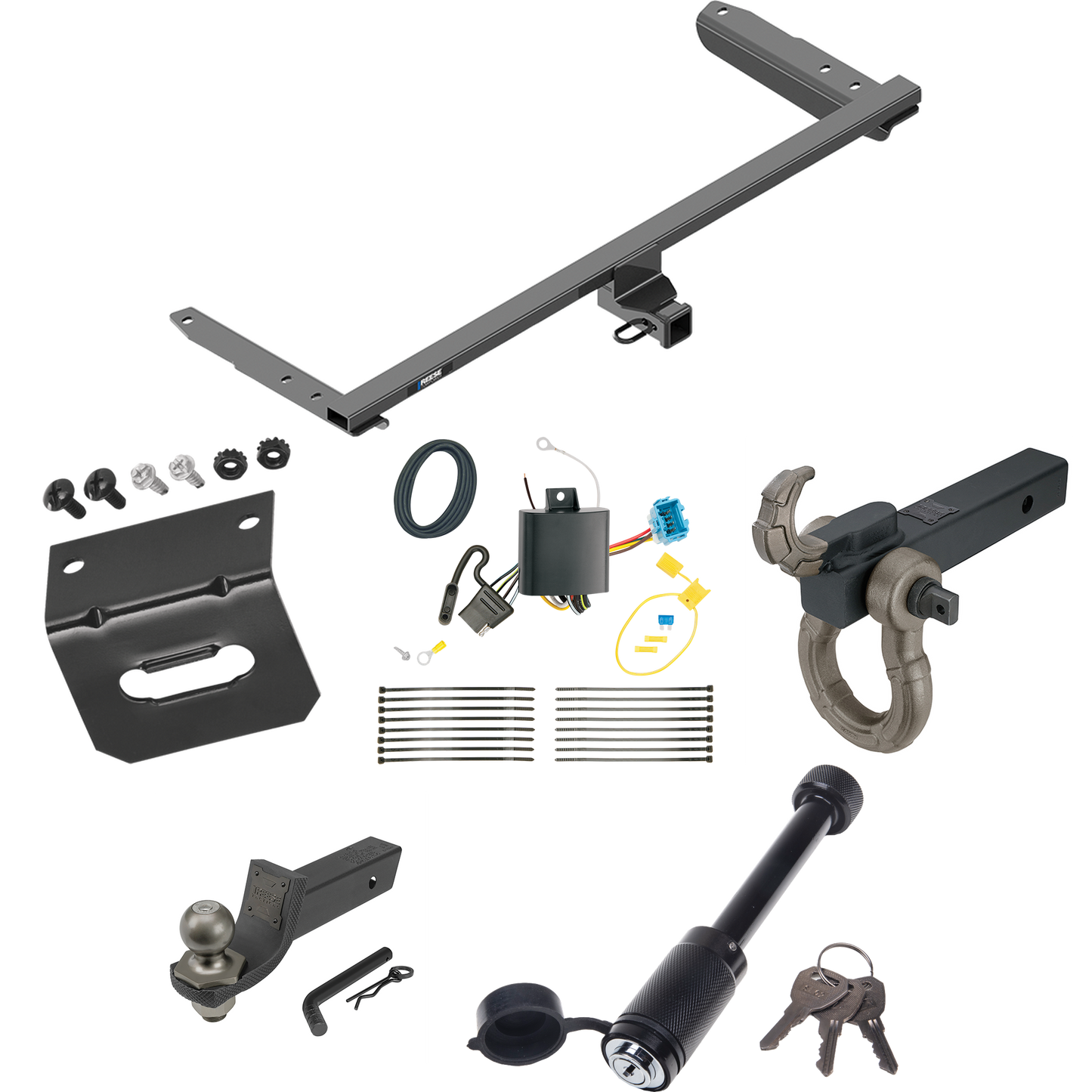 Fits 2018-2023 Honda Odyssey Trailer Hitch Tow PKG w/ 4-Flat Wiring + Interlock Tactical Starter Kit w/ 2" Drop & 2" Ball + Tactical Hook & Shackle Mount + Tactical Dogbone Lock + Wiring Bracket (For Without Fuse Provisions Models) By Reese Towpower