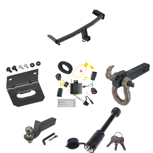 Fits 2012-2020 Dodge Journey Trailer Hitch Tow PKG w/ 4-Flat Wiring + Interlock Tactical Starter Kit w/ 2" Drop & 2" Ball + Tactical Hook & Shackle Mount + Tactical Dogbone Lock + Wiring Bracket (Excludes: w/LED Taillights Models) By Reese Towpower