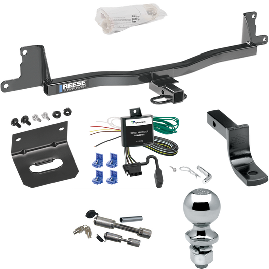 Fits 2007-2011 Toyota Yaris Trailer Hitch Tow PKG w/ 4-Flat Wiring Harness + Draw-Bar + 2" Ball + Wiring Bracket + Dual Hitch & Coupler Locks (For 3 Dr. Liftback Models) By Reese Towpower