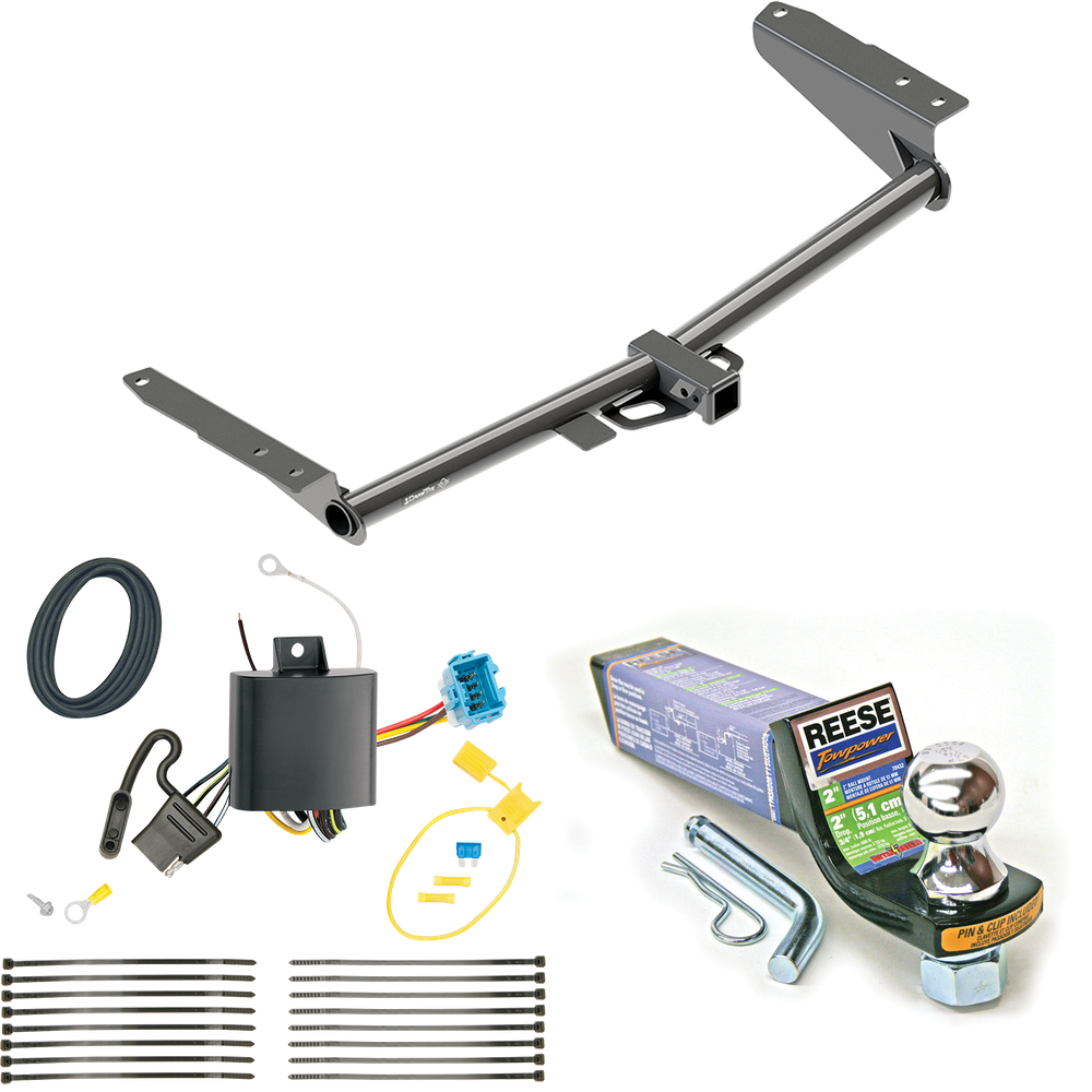 Fits 2018-2023 Honda Odyssey Trailer Hitch Tow PKG w/ 4-Flat Wiring + Starter Kit Ball Mount w/ 2" Drop & 1-7/8" Ball (For Without Fuse Provisions Models) By Draw-Tite