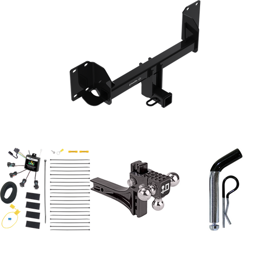 Fits 2019-2023 BMW X5 Trailer Hitch Tow PKG w/ 4-Flat Zero Contact "No Splice" Wiring + Adjustable Drop Rise Triple Ball Ball Mount 1-7/8" & 2" & 2-5/16" Trailer Balls + Pin/Clip (Excludes: M Sport Package Models) By Draw-Tite