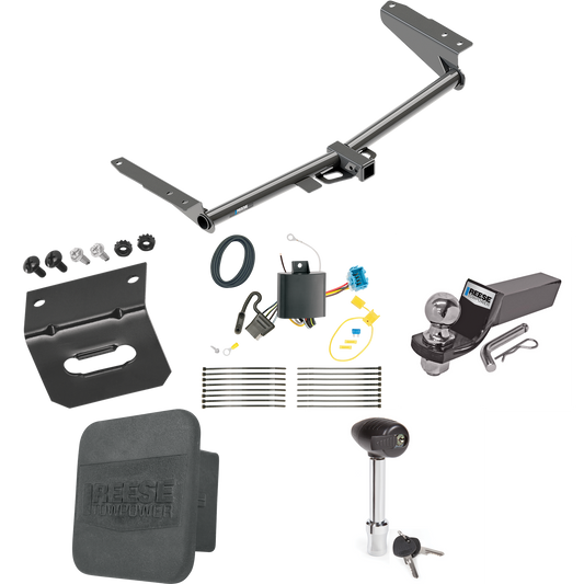 Fits 2018-2023 Honda Odyssey Trailer Hitch Tow PKG w/ 4-Flat Wiring + Starter Kit Ball Mount w/ 2" Drop & 2" Ball + 1-7/8" Ball + Wiring Bracket + Hitch Lock + Hitch Cover (For Without Fuse Provisions Models) By Reese Towpower