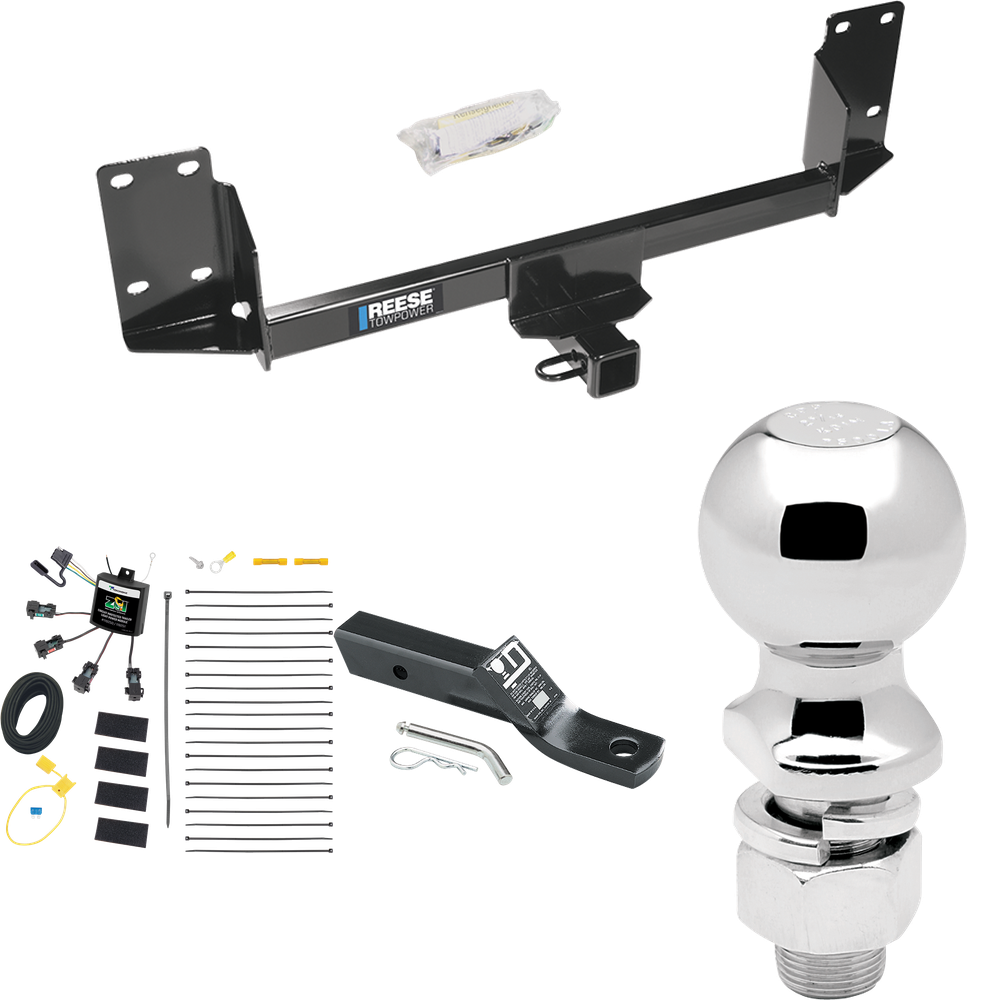 Fits 2007-2014 BMW X5 Trailer Hitch Tow PKG w/ 4-Flat Zero Contact "No Splice" Wiring + Ball Mount w/ 2" Drop + 2-5/16" Ball (Excludes: M Sport Package Models) By Reese Towpower