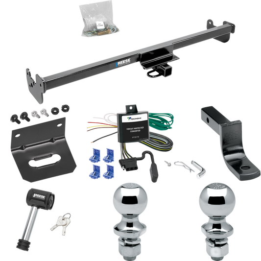 Fits 2007-2014 Toyota Yaris Trailer Hitch Tow PKG w/ 4-Flat Wiring Harness + Draw-Bar + 1-7/8" + 2" Ball + Wiring Bracket + Hitch Lock (For 5 Dr. Liftback, Except SE Models) By Reese Towpower