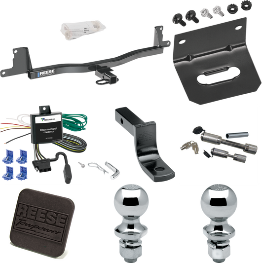 Fits 2009-2011 Toyota Yaris Trailer Hitch Tow PKG w/ 4-Flat Wiring Harness + Draw-Bar + 1-7/8" + 2" Ball + Wiring Bracket + Hitch Cover + Dual Hitch & Coupler Locks (For 5 Dr. Hatchback Models) By Reese Towpower