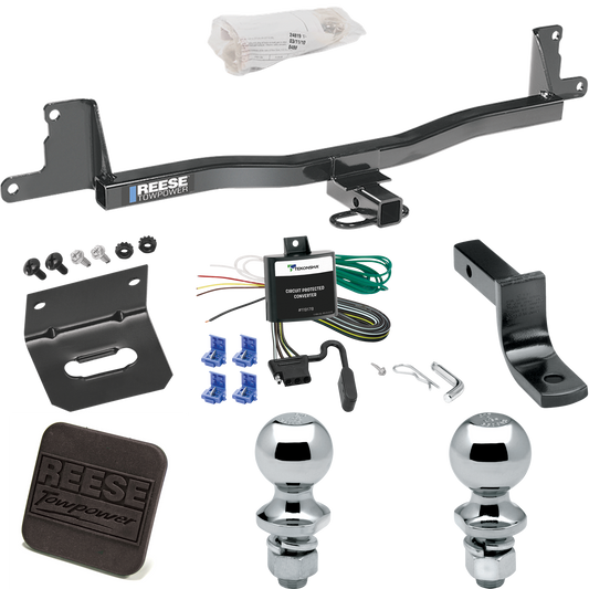 Fits 2007-2011 Toyota Yaris Trailer Hitch Tow PKG w/ 4-Flat Wiring Harness + Draw-Bar + 1-7/8" + 2" Ball + Wiring Bracket + Hitch Cover (For 3 Dr. Liftback Models) By Reese Towpower