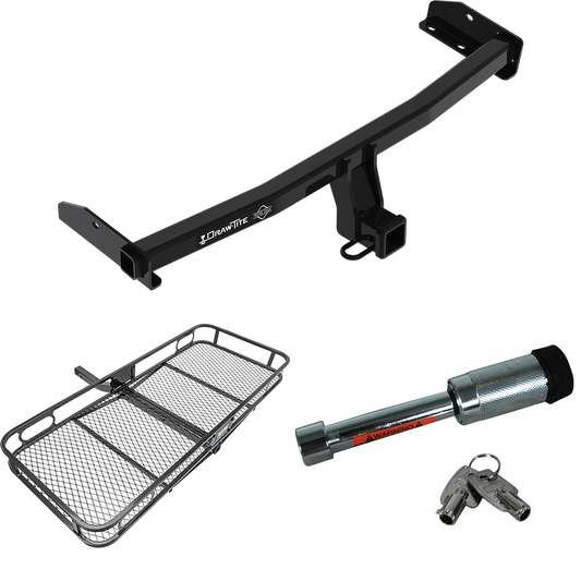 Fits 2009-2010 Dodge Journey Trailer Hitch Tow PKG w/ 60" x 24" Cargo Carrier + Hitch Lock By Draw-Tite