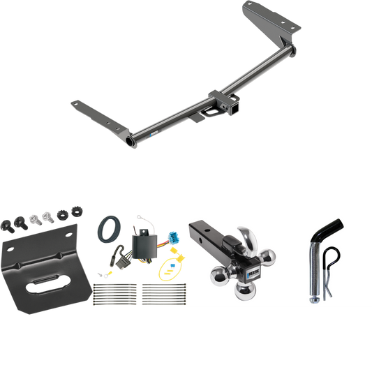 Fits 2018-2023 Honda Odyssey Trailer Hitch Tow PKG w/ 4-Flat Wiring Harness + Triple Ball Ball Mount 1-7/8" & 2" & 2-5/16" Trailer Balls w/ Tow Hook + Pin/Clip + Wiring Bracket (For Without Fuse Provisions Models) By Reese Towpower