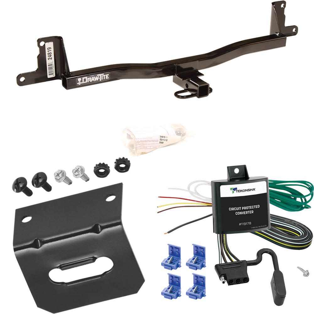 Fits 2007-2011 Toyota Yaris Trailer Hitch Tow PKG w/ 4-Flat Wiring Harness + Bracket (For 3 Dr. Liftback Models) By Draw-Tite