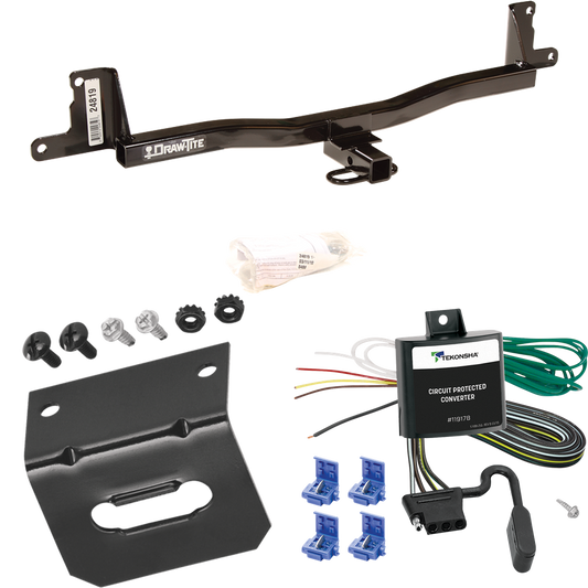 Fits 2007-2011 Toyota Yaris Trailer Hitch Tow PKG w/ 4-Flat Wiring Harness + Bracket (For 3 Dr. Liftback Models) By Draw-Tite