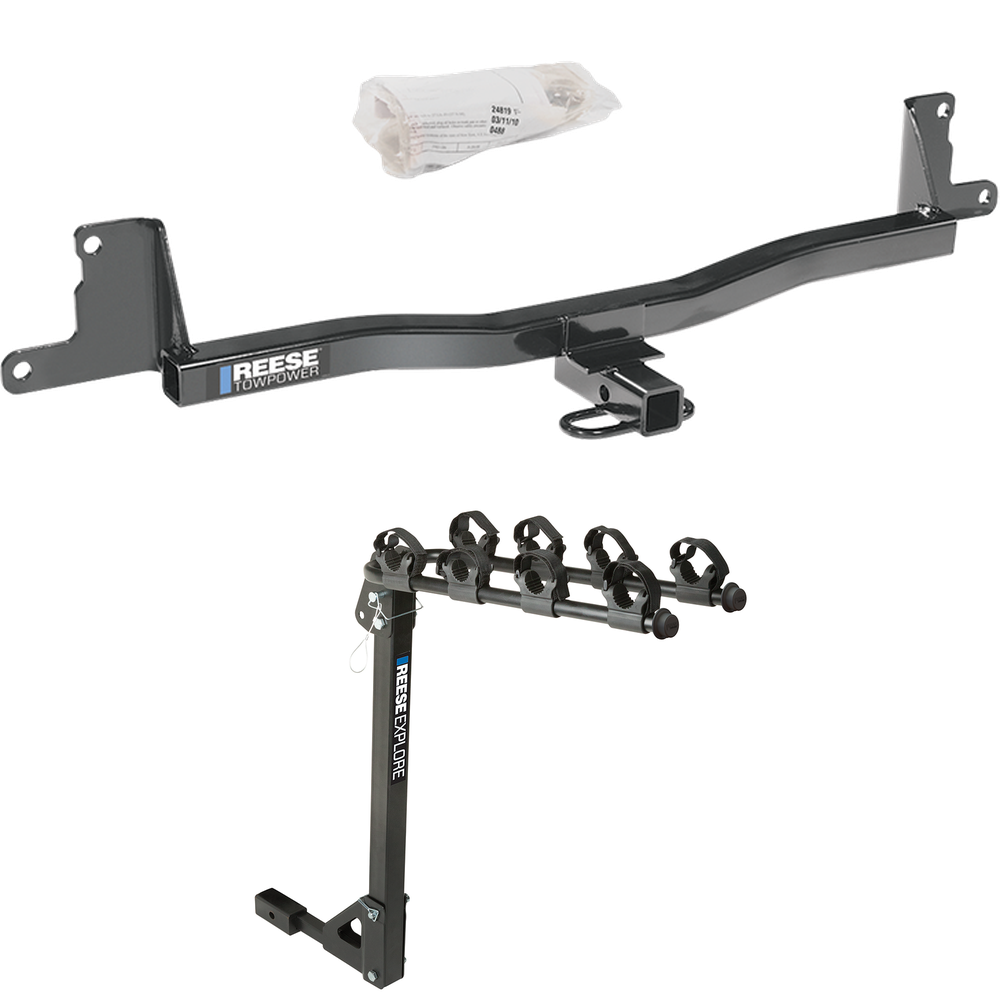 Fits 2007-2011 Toyota Yaris Trailer Hitch Tow PKG w/ 4 Bike Carrier Rack (For 3 Dr. Liftback Models) By Reese Towpower