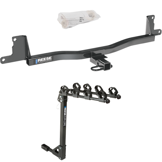 Fits 2007-2011 Toyota Yaris Trailer Hitch Tow PKG w/ 4 Bike Carrier Rack (For 3 Dr. Liftback Models) By Reese Towpower