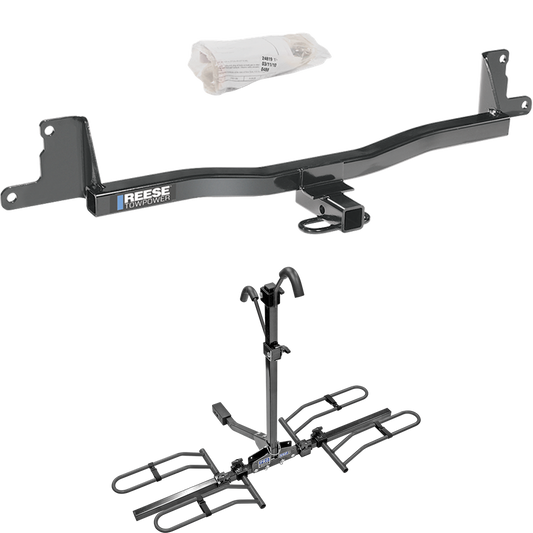 Fits 2007-2011 Toyota Yaris Trailer Hitch Tow PKG w/ 2 Bike Carrier Platform Rack (For 4 Dr. Sedan Models) By Reese Towpower